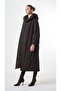 Plus-Size Hooded Long Quilted Coat - Brown - 4