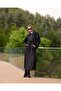 Belted Cape-Style Felt Coat - Black