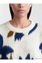 Nevavm Lcw Comfort Ecru Knitwear Floral Oval Neck Women's Sweater with a Difference - 3