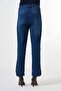 Ribbed-Detail Denim Trousers - Navy - 3