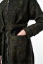 Belted Zip-Front Textured Overcoat - Khaki - 7
