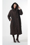 Plus-Size Hooded Long Quilted Coat - Brown - 3