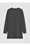 Two Mt Shop Quality Lcw Modest Anthracite Interlock Stone Loose & Baggy Women's Sweatshirt Tunic - 6