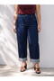 Two Mt Shop Quality Soulife Navy Blue Denim Straight Balloon Fit High Waist Double Leg Women's Jean Pants - 4