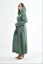 Belted Linen-Blend Overcoat with Zip Pockets - Green - 4