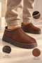 Men's Brown Suede Thick Sole Waterproof Fur Lined Winter Furry Men's Boots - 2