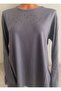 Er Clothing Combed Cotton Blouse Long Sleeve Crew Neck Stone Gray - 3