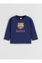 Two Mt Shop Quality Lcw Baby Navy Blue Oval Collar Barcelona Printed Baby Boy Tracksuit Set - 2
