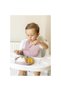 4-Piece Silicone Baby Food Set – Vacuumed 3-Compartment Plate, Silicone Spoon with Teether, and Adjustable Bib; Pink, Baby Feeding, Silicone - 5