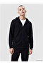 Black Hooded Men's Zippered Sweatshirt