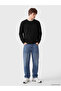 Özmarka New Season Black Crew Neck Men's Thick Sweatshirt - 2