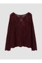 Nevavm Farkıyla Lcw Curve Burgundy Knitwear Openwork Oval Collar Women's Sweater - 3