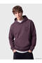 Özmarka New Season Purple Printed Men's Thick Hoodie
