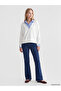 Ozmarka New Season Ecru Shirt Collar Striped Women's Sweatshirt - 2