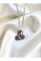Silver Moon-and-Sun Steel Necklace with Pink Stones - 2