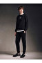 Özmarka New Season Black Crew Neck Embroidered Men's Sweatshirt - 3