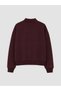 Two Mt Shop Quality Xside Burgundy Polo Collar Embroidered Oversize Women's Sweatshirt - 6