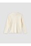 Two Mt Shop Quality Ecru Plain Narrow & Slim Long Sleeve Girls' T-Shirt - 4