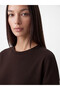 Two Mt Shop Quality Lcw Everyday Brown Oversize Soft Touch Women's Sweatshirt - 3