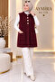 Women's Angora Knitwear Vest, Hijab, Knitted, Buttoned, Pocketed, Patterned, Soft Vest