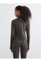 Alita City Farkıyla Koor Sport Khaki Interlock Plain Women's Zippered Sweatshirt - 4