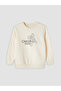 Two Mt Shop Quality Ecru 3 Thread Raster Printed Standard & Regular Girls' Sweatshirt