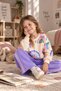 Girl's Rainbow Patterned 100% Cotton 3 Thread Sweatshirt Lilac Trousers Set - 2