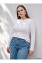 Two Mt Shop Quality Lcw Curve White Ribbed Plain Narrow & Slim Long Sleeve Women's Bodysuit - 3