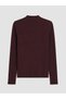 Two Mt Shop Quality Burgundy Ribbed Plain Super Skinny & Extra Slim Long Sleeve Women's Bodysuit - 2