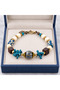 Blue Cream Brown Beaded Large Medium Detailed Bohemian Design Women's Bracelet - 3