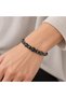 Black Gray Beaded Metal Detailed Modern Design Stylish Women's Bracelet Model