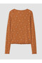 Vizyon New Season Brown U-Neck Patterned Women's Pajama Set - 8