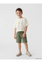 Beige Printed Boys' T-Shirt and Shorts