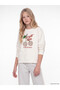 Two Mt Shop Quality Lcw Kids Ecru 3 Thread Printed Loose & Baggy Girls' Sweatshirt - 2