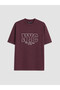 Two Mt Shop Quality Lcw Modest Plum Combed Cotton Printed Loose & Baggy Short Sleeve Women's T-Shirt - 5