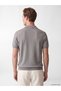 Ozmarka New Season Gray Polo Collar Short Sleeve Men's Sweater - 4