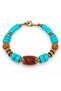 Turquoise Brown Beaded Special Design Women's Bracelet with Antique Gold Detail - 2