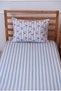 Blue Striped Cherry Elastic Sheet Set (80X160+15)- Merry Cherry - 3