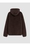 Alita City Lcw Kids Brown Hooded Girls' Plush Zipper Sweatshirt with a Difference - 3