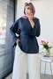 Premium Back-Tie Double Face Blouse - Anthracite - 4