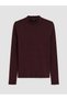 Two Mt Shop Quality Burgundy Ribbed Plain Super Skinny & Extra Slim Long Sleeve Women's Bodysuit