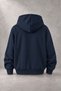 Unisex Racing Printed Three-Yarn Combed Cotton Fabric Hooded Zippered Navy Blue Cardigan - 2