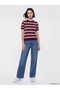 Alita City Lcw Modest Burgundy Oval Neck Striped Women's Knitwear Sweater - 2