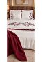 Zerdal Flora Burgundy Embroidered 100% Cotton 7 Piece Modern Double Duvet Cover Set - 3