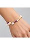Purple Cream Beaded Sea Shell Detailed Gold Color Bohemian Women's Bracelet