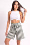 Women's Khaki Drawstring Belted Tie-Up Cotton Shorts with Elastic Waist Regular Fit
