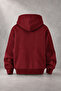 Unisex Tiger Claw Printed Three Thread Combed Cotton Fabric Hooded Zippered Claret Red Cardigan - 2