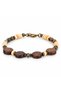Brown Cream and Gray Beaded Wood Look Bohemian Design Women's Bracelet - 2