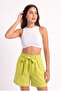 Women's Oil Green Drawstring Belted Tie-Up Cotton Shorts with Elastic Waist Regular Fit