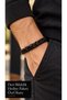 Dorvenis Shadowlattice Black Leather Men's Bracelet - Wide Woven Mesh Design